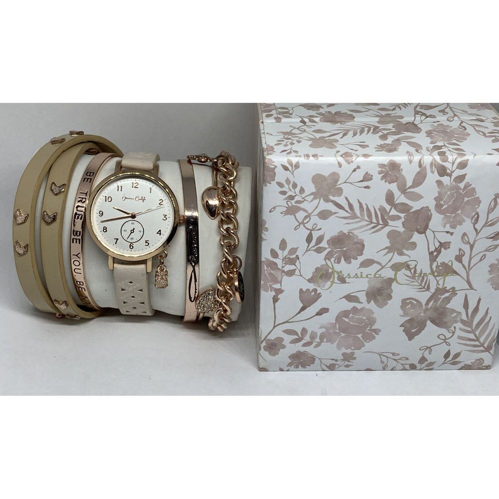 Jessica Carlyle 2955 Women's Cream Leather Analog White Dial Quartz Watch BW94